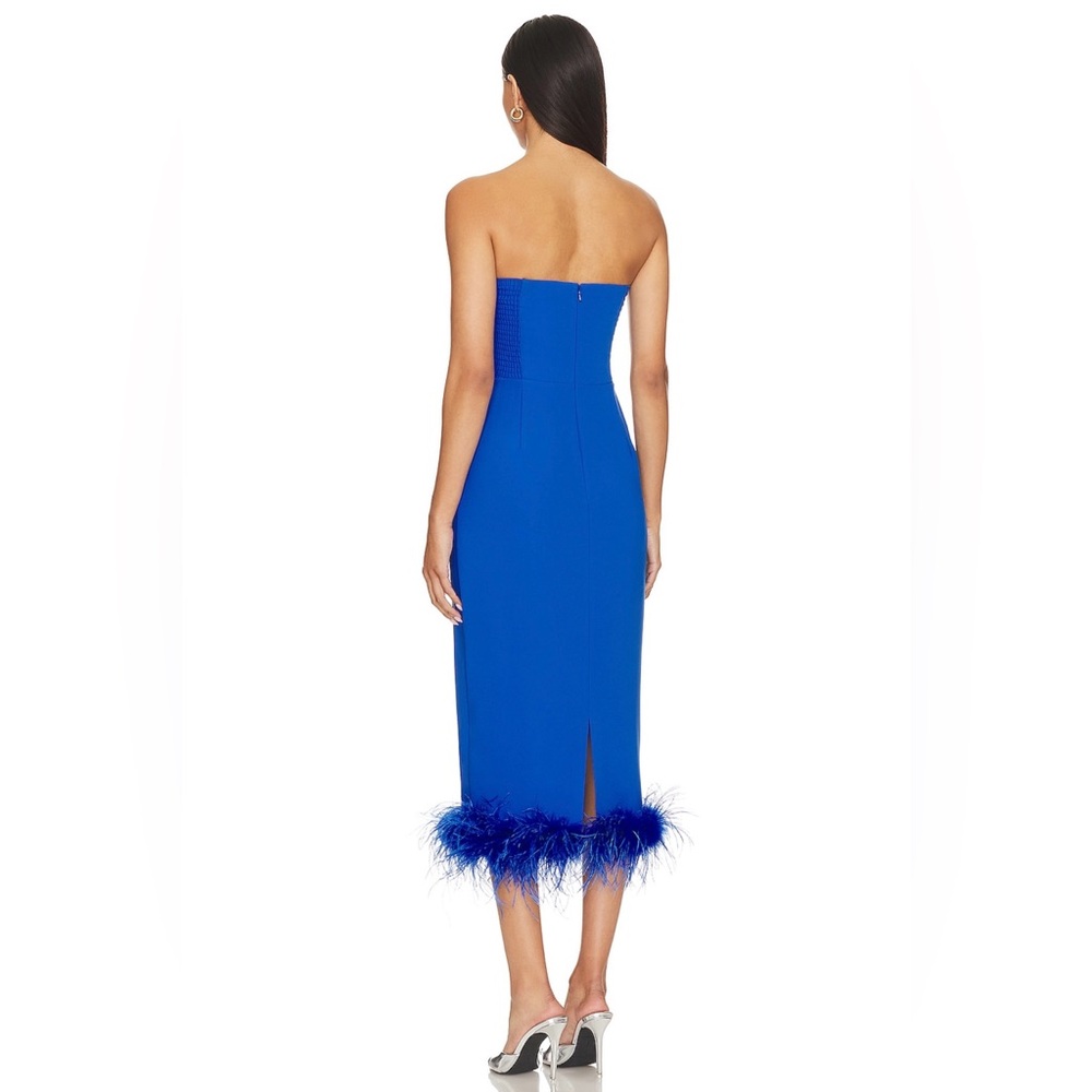 Amanda Uprichard Cobalt Blue Strapless Feather Dress NWOT Size Large - Picture 8 of 8